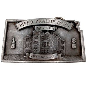 Piper Kansas Belt Buckle Prairie Days 1988 KC City Rural High School Vintage